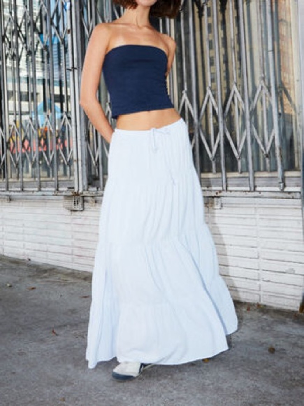 Brandy Melville Baby Blue Tiered Cotton Skirt